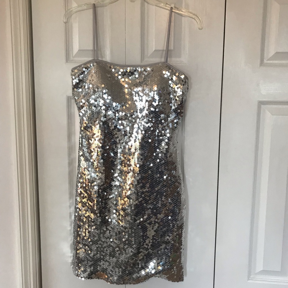Short Silver Sequin Dress